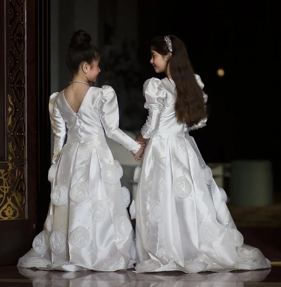Baby Clothing Line - Modest Satin Flower Girl Dresses For