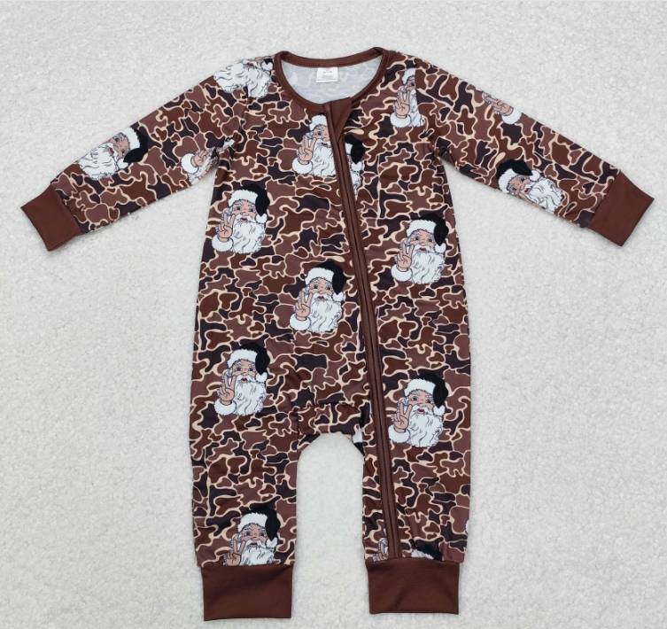 Bamboo Bodysuit Baby - Baby Kids Santa Dark Brown Camo