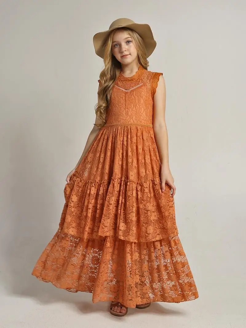 Girls Flower Dress Lace Cotton - Baby Clothing Line 评论和价格