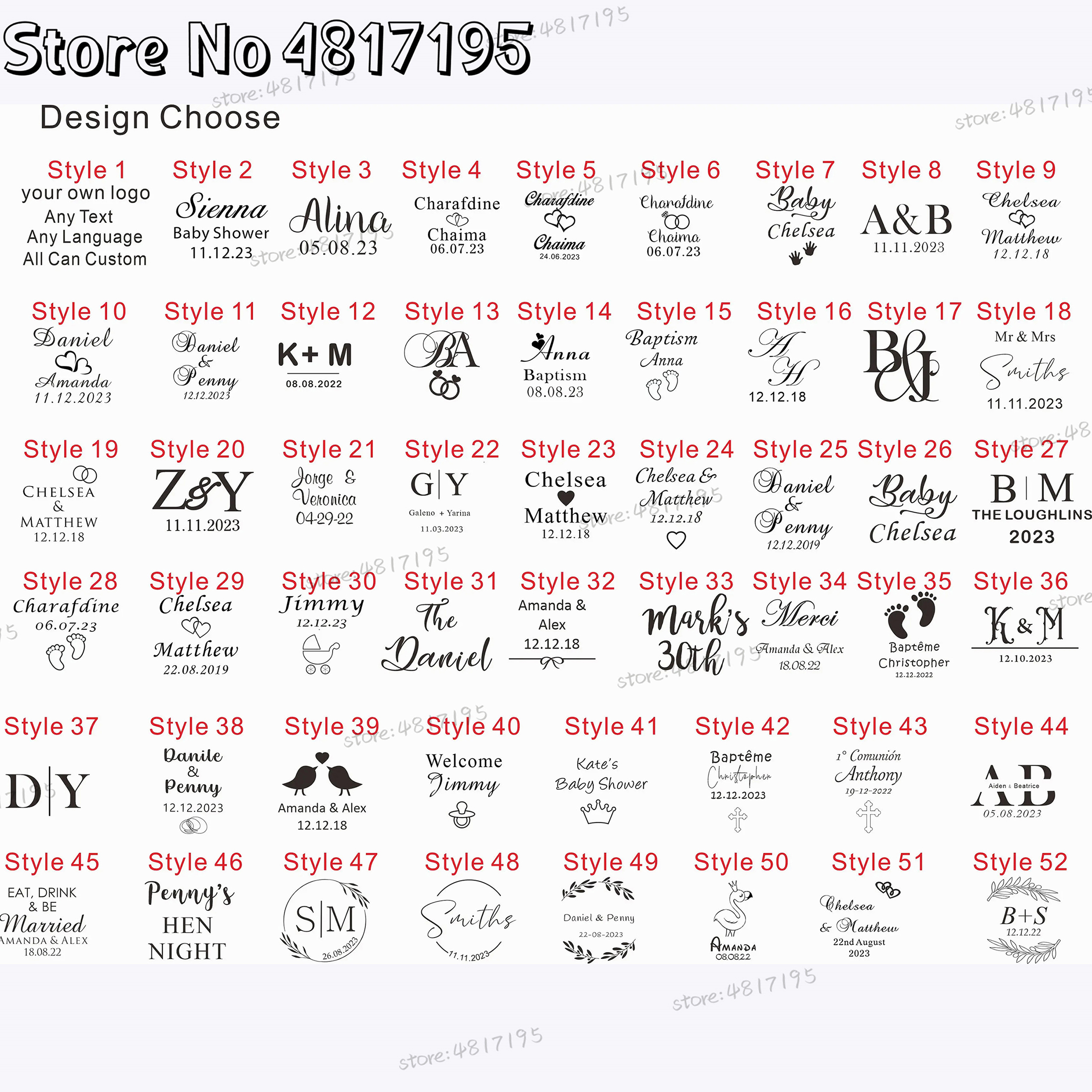 10 20 50Pcs Personalised Weddi - Baby Clothing Names 评论和价格